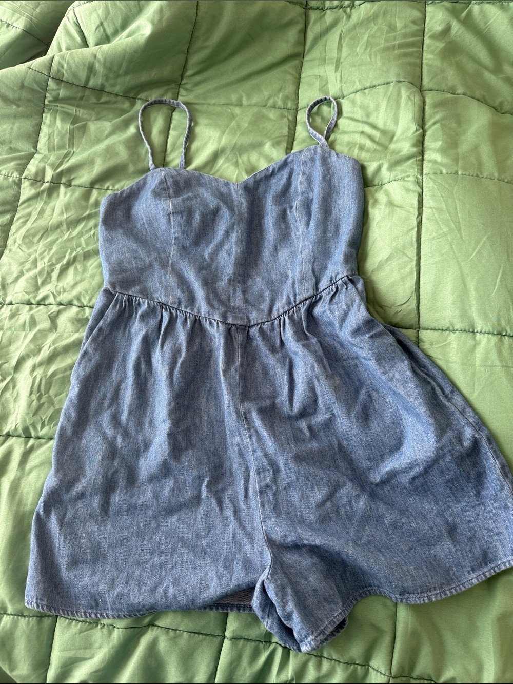 Old Navy Light Blue Denim-Effect Girls One-Piece Romper